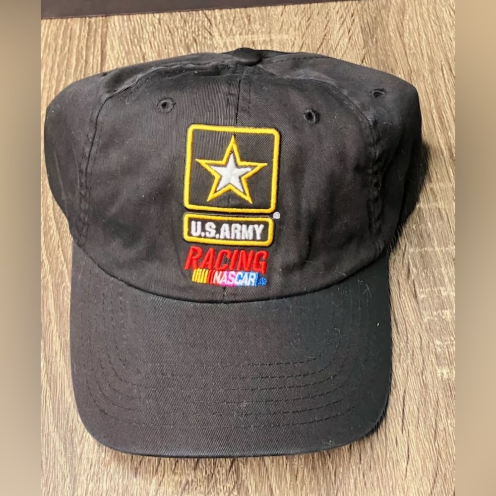 US Army Racing NASCAR Adjustable Strapback Hat/Cap Black 100% Cotton